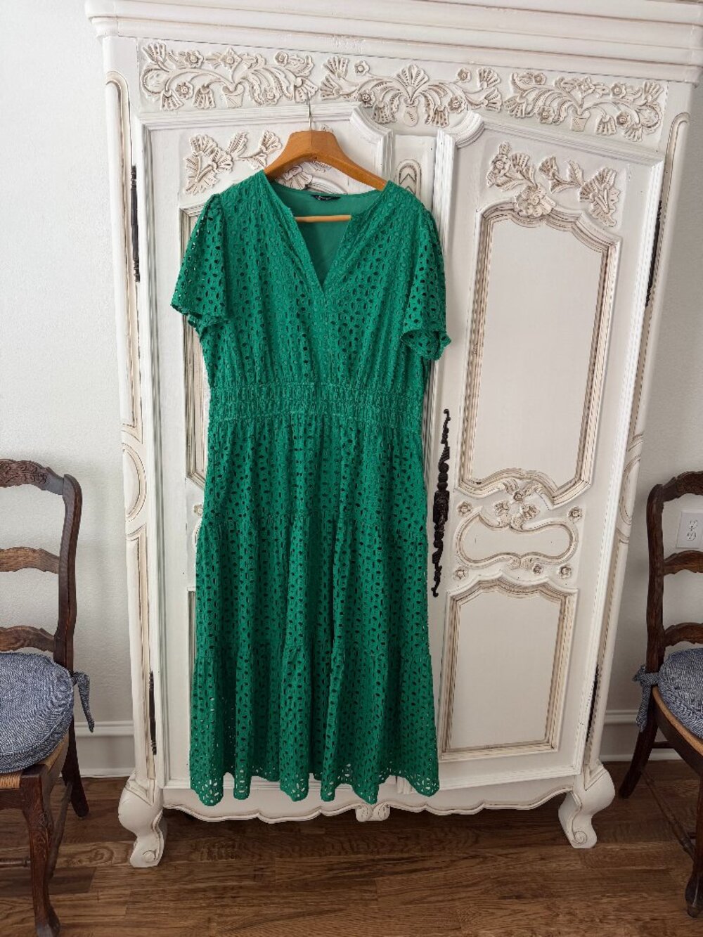 Green eyelet maxi dress  xxl